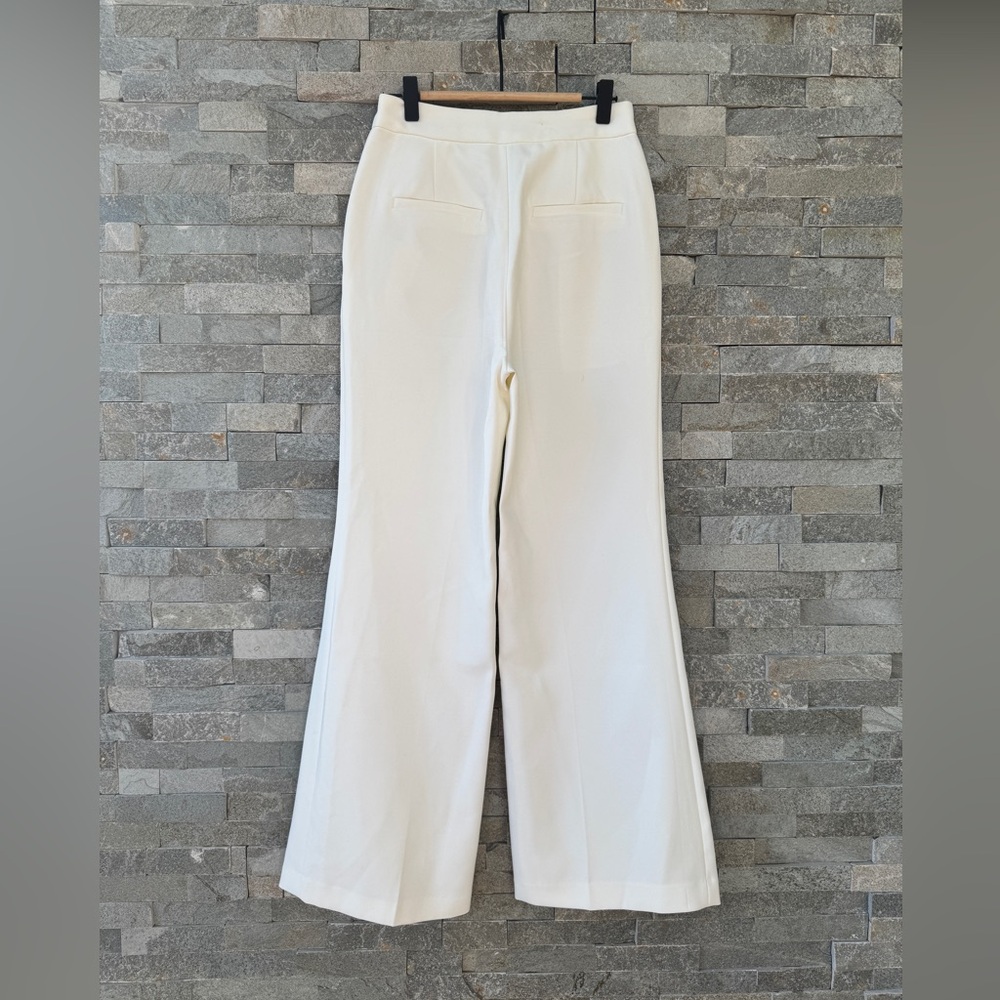 High Waist White Wide Leg Sailor Dress Pants Brass Buttons XS - Picture 4 of 16